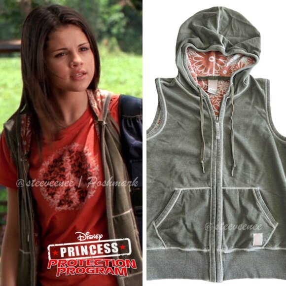 Rare 2000s Green Hooded Vest With Floral Lining ASO Princess Protection Program - Picture 1 of 7